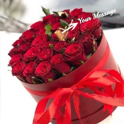 "Customized message with Red Roses Flower box - code BF37 - Click here to View more details about this Product